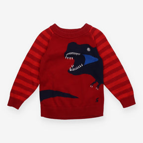 Sweater knit dinosaurs red