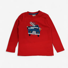 T-Shirt Red Long Sleeve Penguins in a Jeep