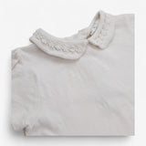 T-shirt Collared White with Daisy Detail