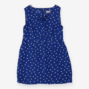 Linen Sun Dress Blue Polkadots Petite