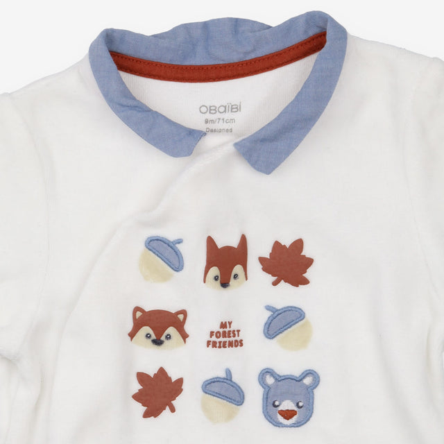White "My Forest Friends" Sleepsuit 