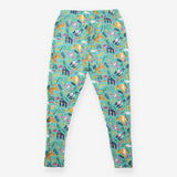 Leggings Turquoise Green Organic Cotton Jungle Pri
