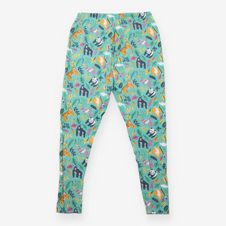 Leggings Turquoise Green Organic Cotton Jungle Pri
