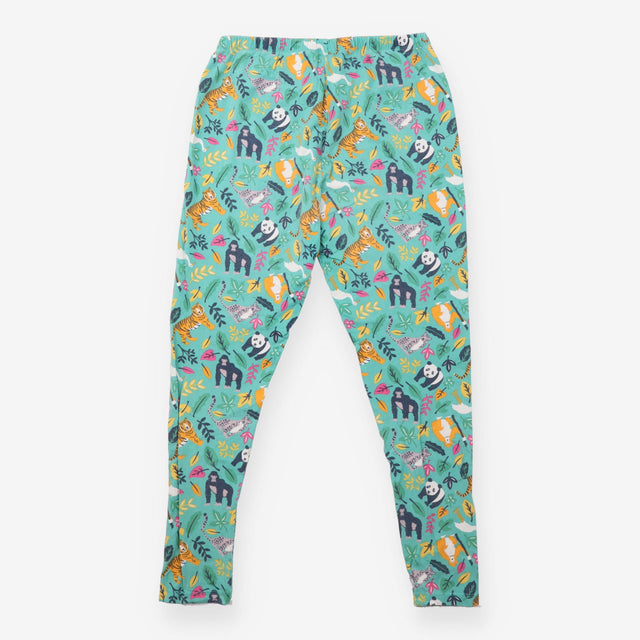 Leggings Turquoise Green Organic Cotton Jungle Pri