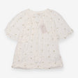 Blouse Ivory Metallic Gold Star Embroidered V-Neck