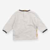 LS grey stripe top with reindeer