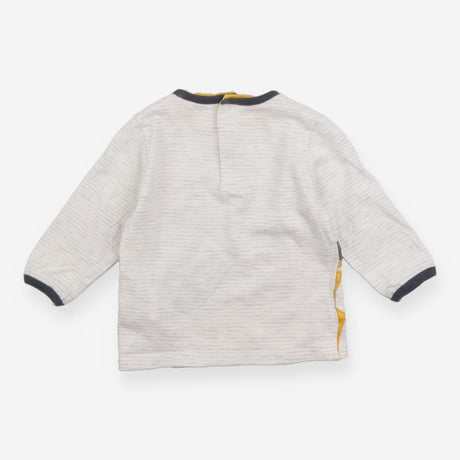 LS grey stripe top with reindeer