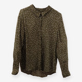Khaki Star Print Blouse – Long Sleeve Lightweight 