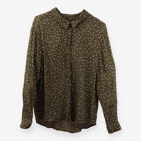 Khaki Star Print Blouse – Long Sleeve Lightweight 