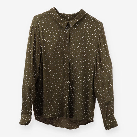Khaki Star Print Blouse – Long Sleeve Lightweight 