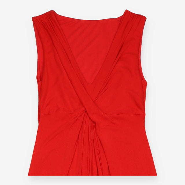 Maxi Dress Red Jersey Twist Front Ruched