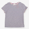 White and blue stripe pompom t-shirt