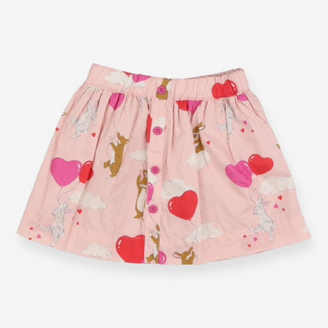 Skirt Decorative Buttons Pink Rabbits Hearts