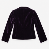 Velvet Blazer Silk Blend Open Front Purple