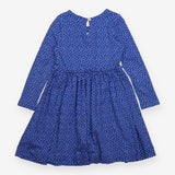 Dress Long Sleeve Blue with White Spots
