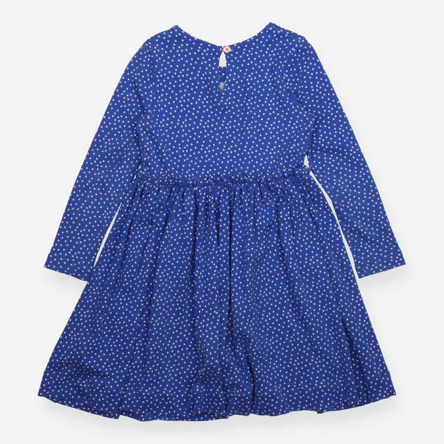 Dress Long Sleeve Blue with White Spots