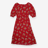 Off the Shoulder Pink Floral Dress with Puff Sleev