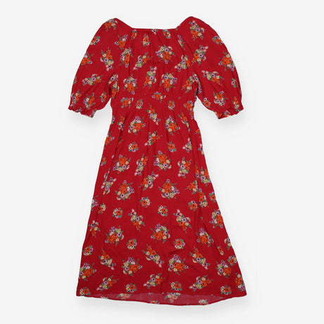 Off the Shoulder Pink Floral Dress with Puff Sleev
