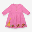 Dress LS pink spot Elmer and animal applique