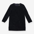Dress Navy Blue Corduroy Long Sleeve Patch Pocket