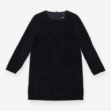 Dress Navy Blue Corduroy Long Sleeve Patch Pocket