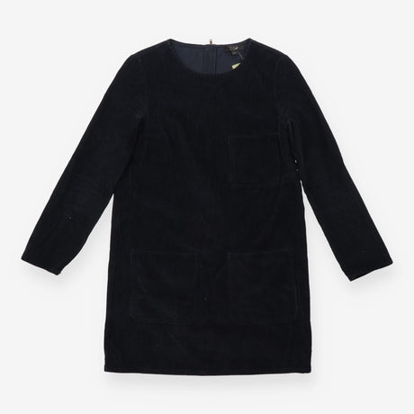 Dress Navy Blue Corduroy Long Sleeve Patch Pocket