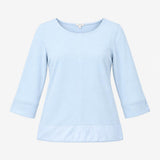 Light Duck Egg Blue Long Sleeve Satin Trim Cotton 