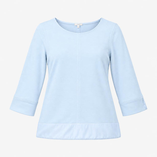 Light Duck Egg Blue Long Sleeve Satin Trim Cotton 
