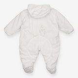 Pramsuit Cord White Hippo and Koala Appliques