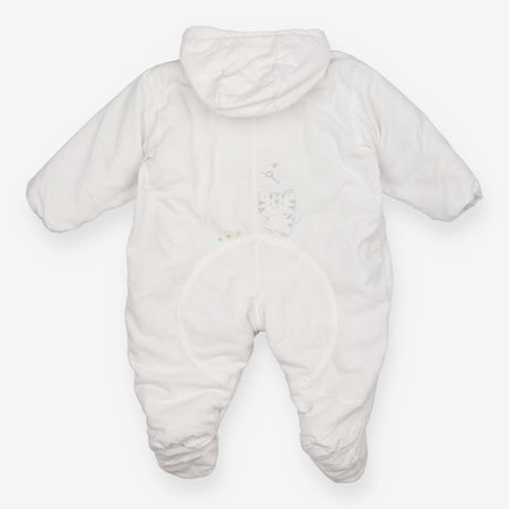 Pramsuit Cord White Hippo and Koala Appliques