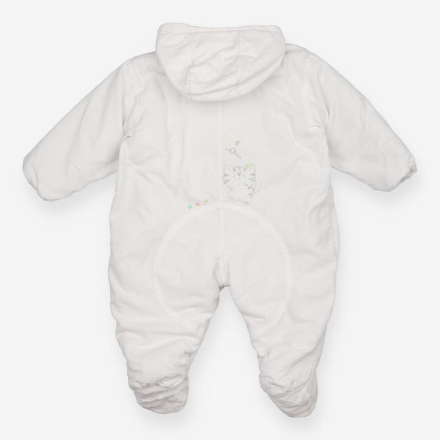 Pramsuit Cord White Hippo and Koala Appliques