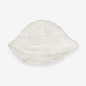 Sunhat White Frill Edge Flowers Embroidered