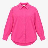 Cotton Button Down Long Sleeve Shirt Bright Pink