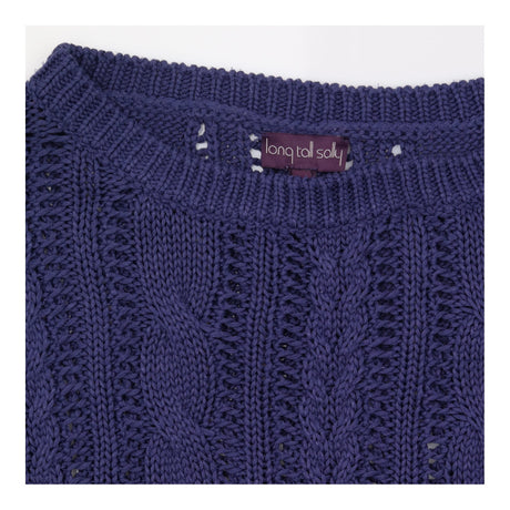 Jumper Dark Purple Acrylic Open Scoop Neck