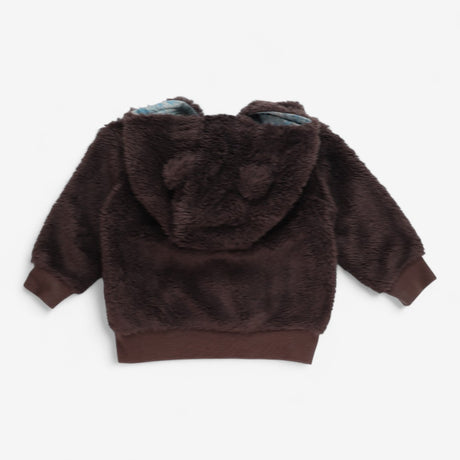 Hoody Brown Fleece with Pink and Yellow Zip