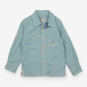 Shirt long sleeve blue and white check 