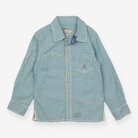 Shirt long sleeve blue and white check 