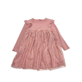 Pink Party Dress with Gold Stars