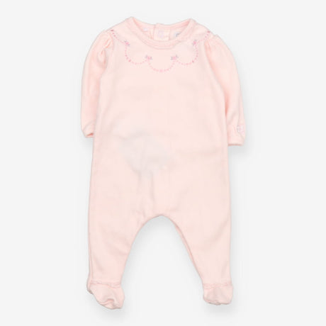 Sleepsuit Pink Flower Embroidered Neckline