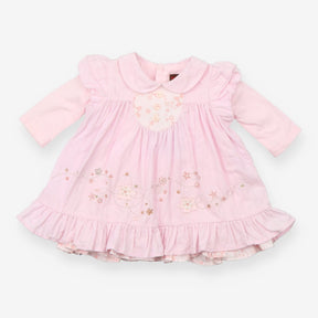 Catamini cord dress with floral embroidery