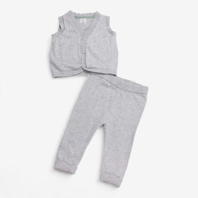 Knit sweater vest grey leggings set