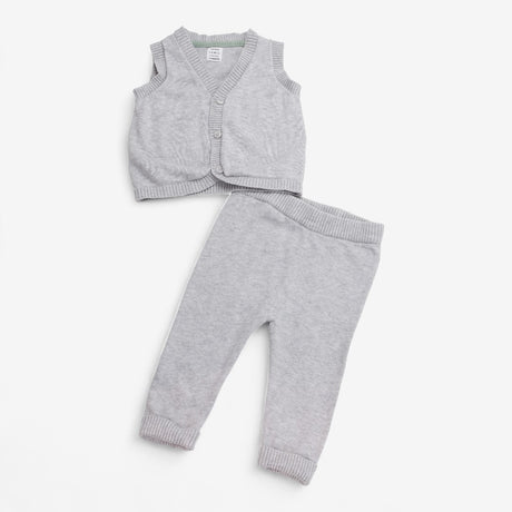 Knit sweater vest grey leggings set
