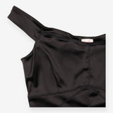 Whistles Black Satin Panelled Stitch Bodycon Midi 