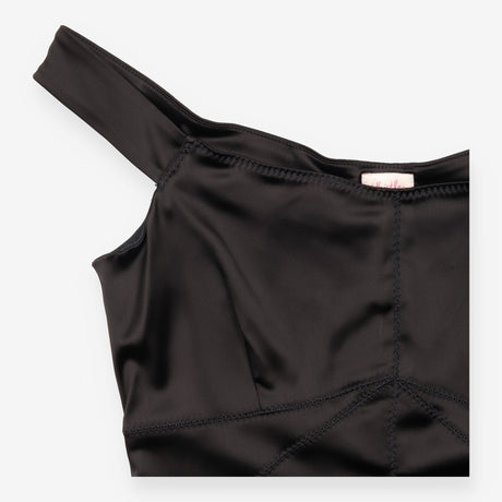 Whistles Black Satin Panelled Stitch Bodycon Midi 