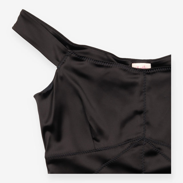 Whistles Black Satin Panelled Stitch Bodycon Midi 