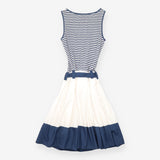 Dress Navy White Striped Cotton Jersey Belted