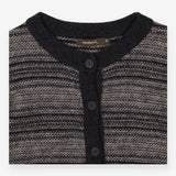 Grey & Black Striped Cardigan Button Front Knit