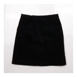 Cotton Corduroy Button Front Mini Skirt Black