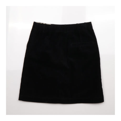Cotton Corduroy Button Front Mini Skirt Black