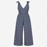 Jumpsuit Floral Tie Shoulder V Neck Wide Leg